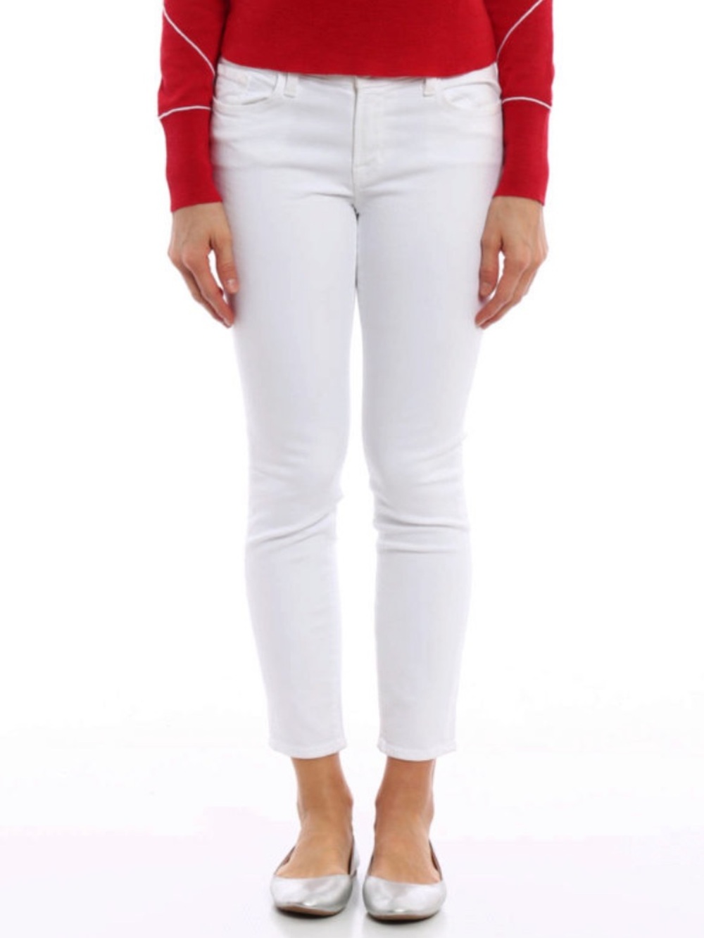 J Brand Mid Rise White Ankle Capri Skinny Jeans